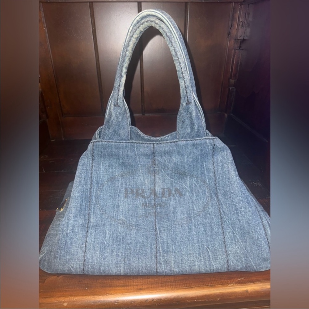 Prada Blue Denim Tote Bag